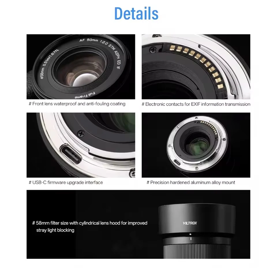 VILTROX Full Frame AF 50mm F2.0 Air Large Aperture Camera Lens for Humanities Photography with Sony FE Nikon Z-mount