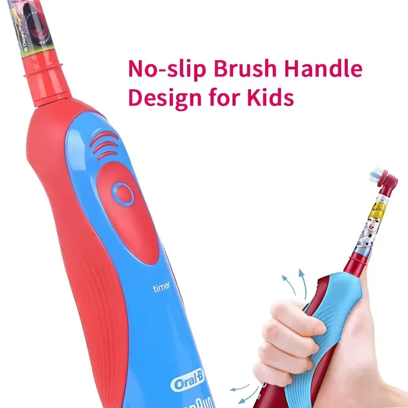 Электрическая зубная щетка Oral B DB5510K, детская вращающаяся щетка для зубов, мягкая щетина, таймер 2 минуты, водонепроницаемая, с питанием от батареи для детей 3-12 лет