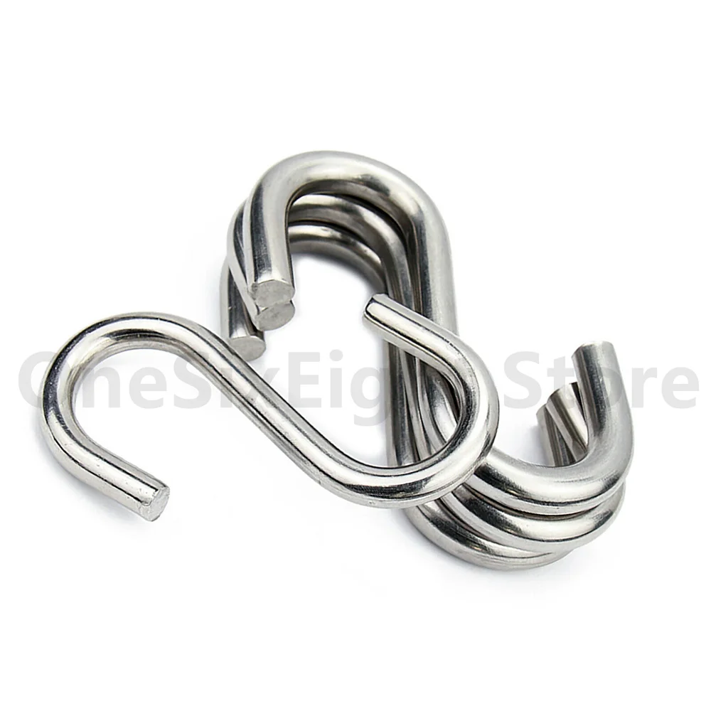 Small & Large S Hooks Silver Metal Garage Garden Shed Craft Tool Storage Hanger