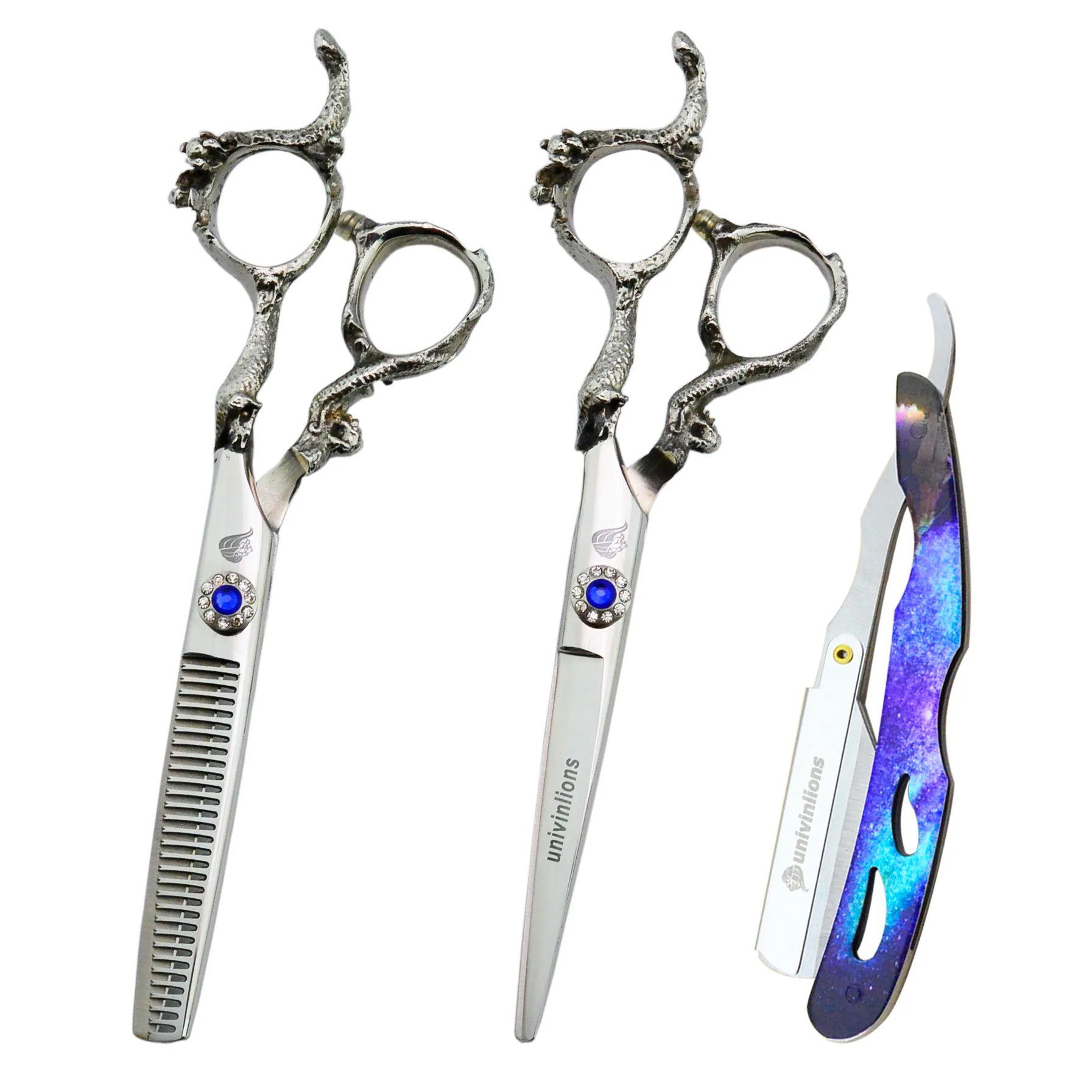 

6" 1pc/2pcs Silver Hair Cutting Thinning Shears Professional Hairdressing Scissors High Quality Barber Dragon Salon Clipper