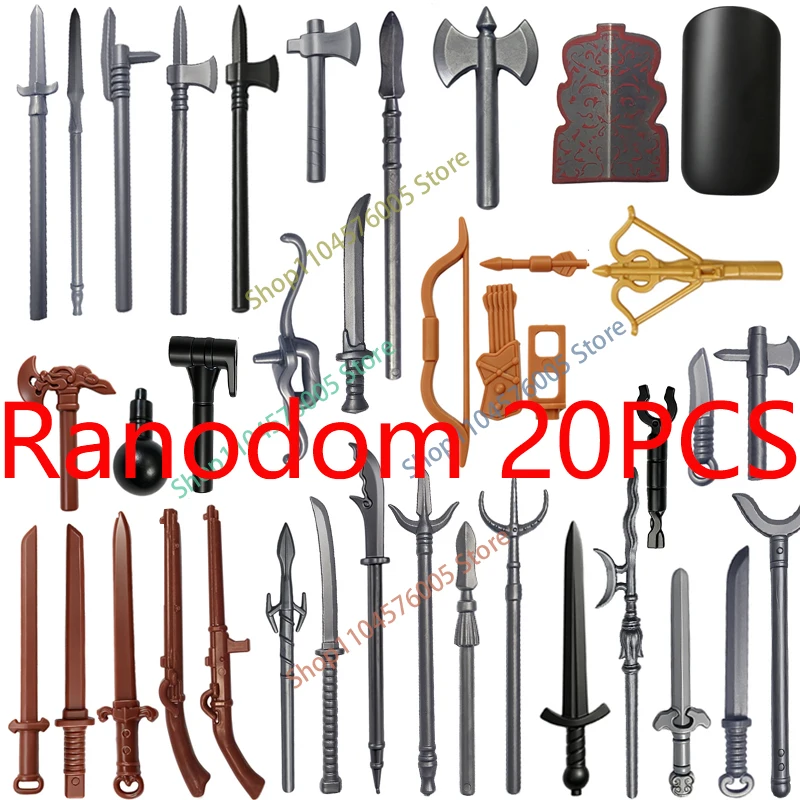 MOC Medieval Weapons Accessories Building Blocks Soldiers Figures Crossbow Sword Knife Axe Spear Shield DIY Mini Bricks Toys T23 view 4