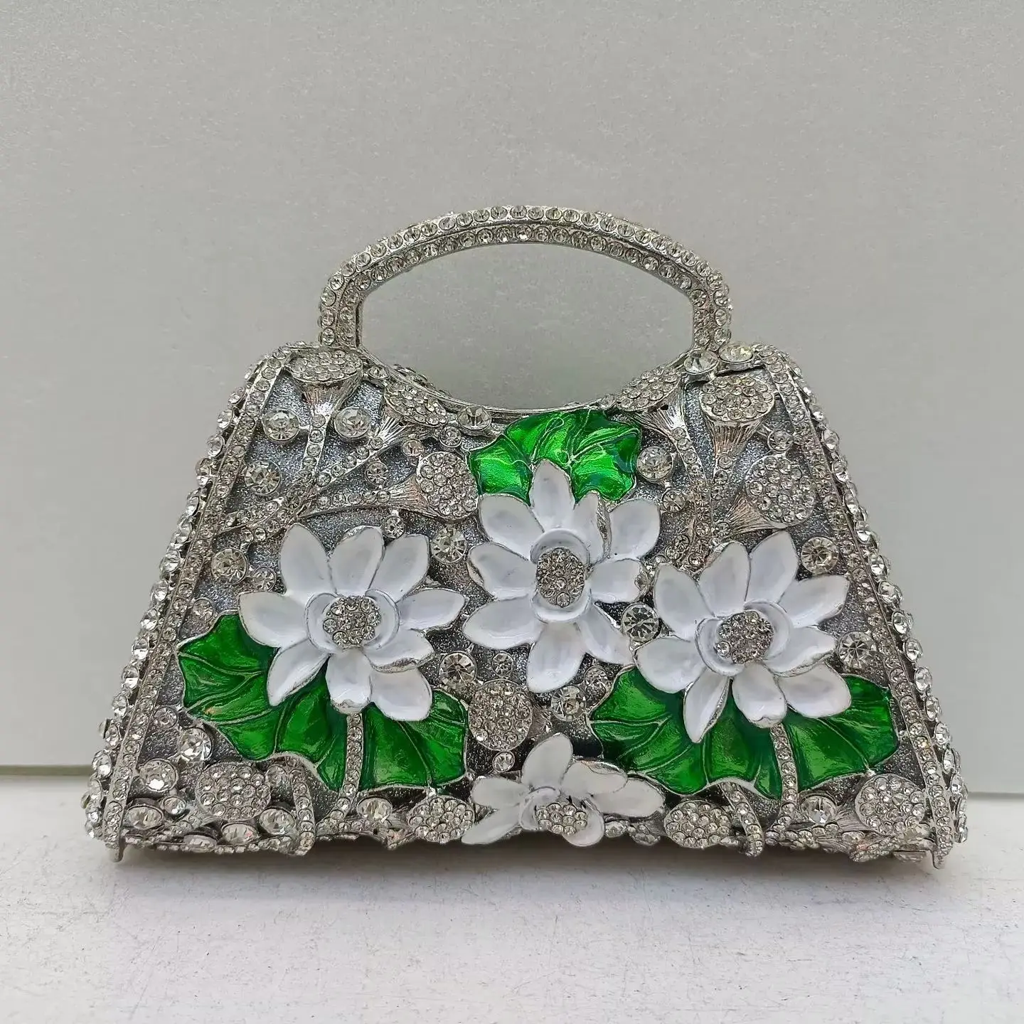 

XIYUAN блестящая вечерняя сумка со стразами и подсолнухом, серебряная сумочка с цветочным принтом и кристаллами для свадебного банкета, роскошный кошелек-клатч с верхней ручкой