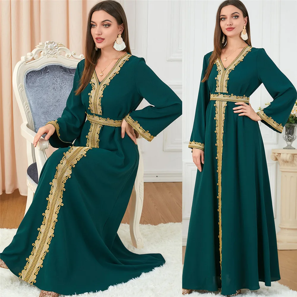 2024 Morocco Muslim Dress Women Embroidery Abaya Kaftans Evening Dubai Turkey Islam Long Dresses Femme Jalabiya Caftan Vestidos