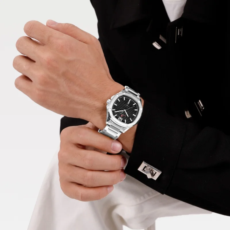 

NAVIFORCE 9243S элегантные мужские кварцевые часы с календарем, светящийся водонепроницаемый стальной ремешок, повседневные деловые часы для мужчин, reloj hombre