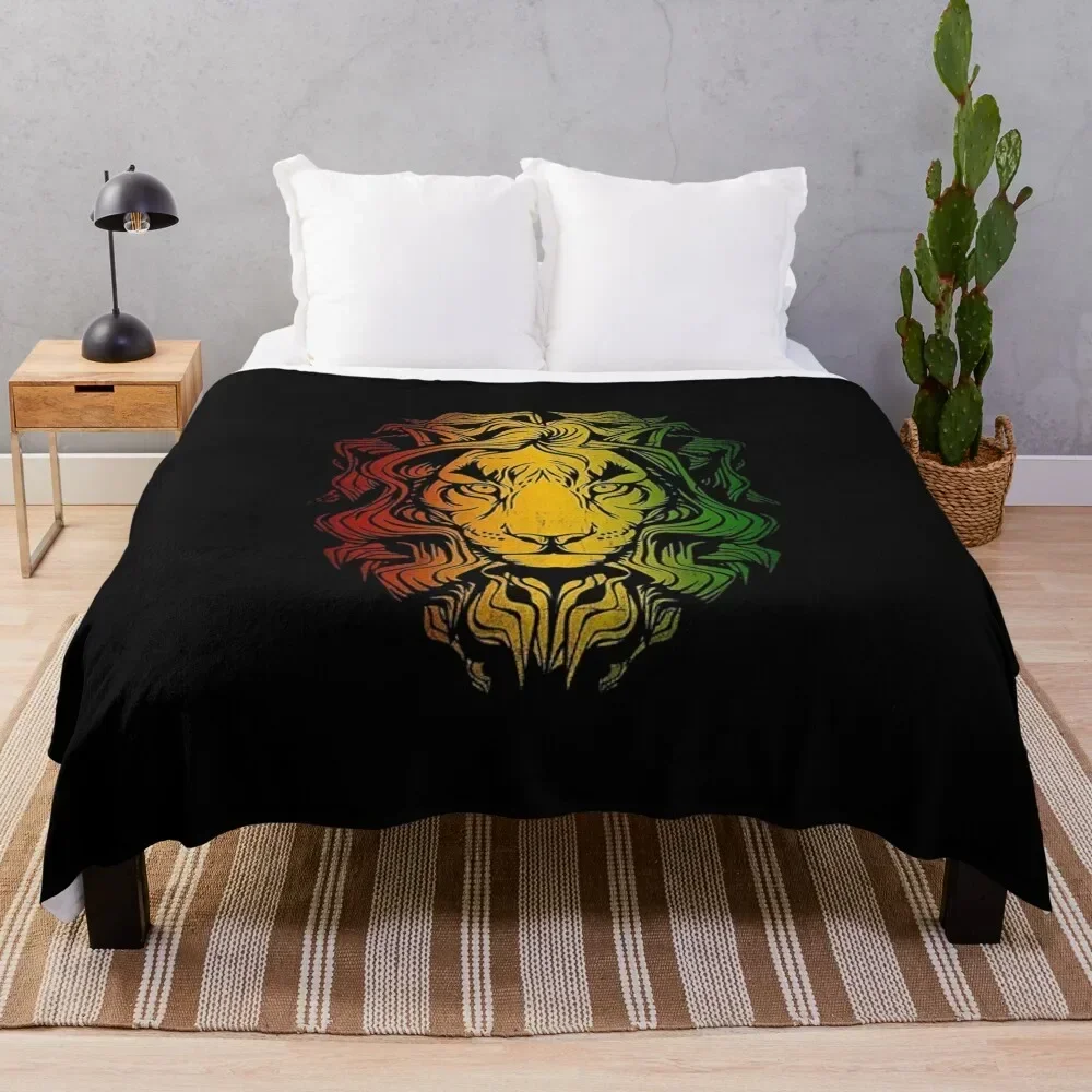 Lion Art Rastafari Flag Throw Blanket Kid'S Sofa Quilt Hair Soft Big Blankets