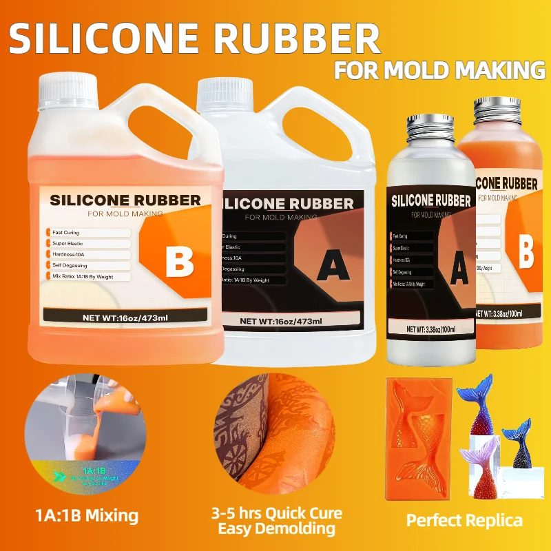 Liquid Silicone Rubber - High-Performance Kit, Quick Curing - Suitable for Resin, Wax, Crafts, And Projects, 1:1 Mixing Ratio