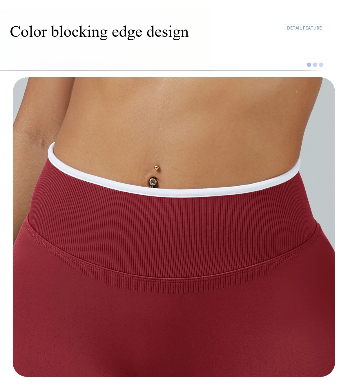 Nahtlose Gym-Sportshorts für Damen mit Farbblockierung, hochelastisch, eng, hohe Taille, Hüftheben, Yogahose, Laufsport-Shorts – Detail 2