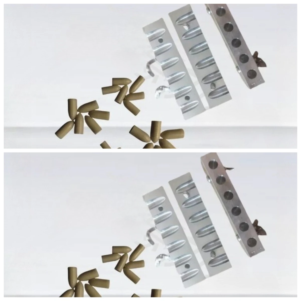 6 Holes 1.523g Bullet-shaped Suppository Mold School Teaching Special Aluminum Alloy Left and Right Manual Suppository Mold