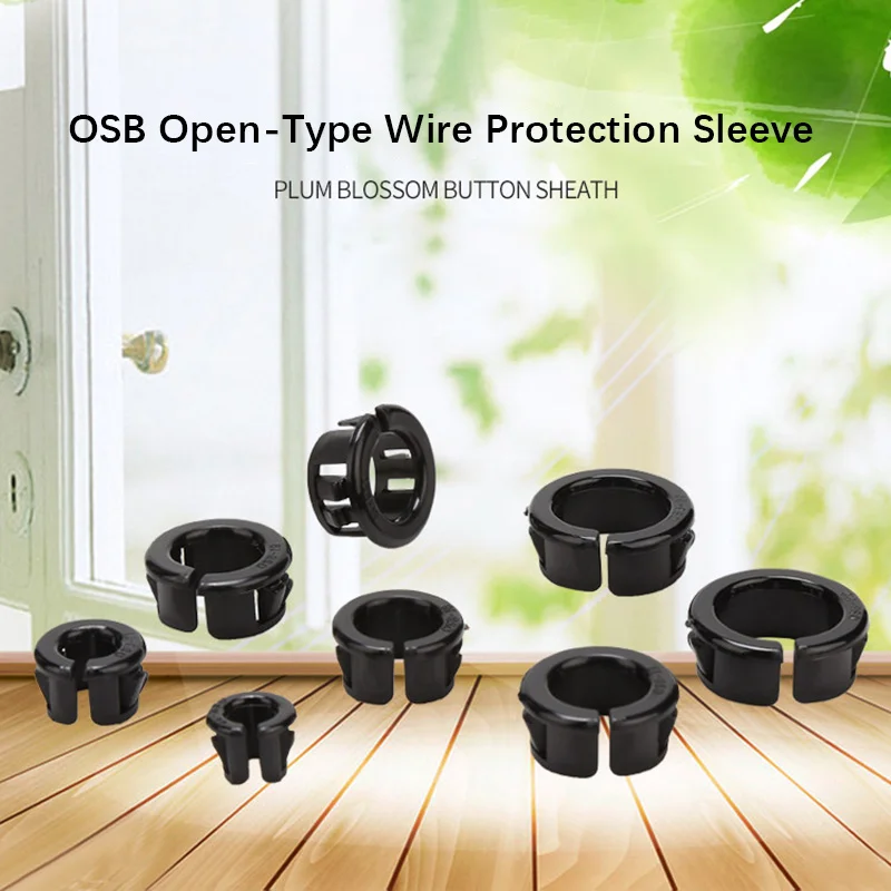 10/50pcs OSB Open Plastic Wire Protection Sleeve, Plastic Clip-on Wire Guard, Nylon Open-hole Cable Pass-through Ring