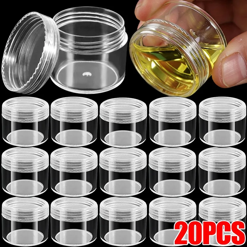 1-10PCS Plastic Containers with Lids Clear Round Empty Bottles Portable Cosmetic Container Makeup Face Cream Storage Jars Box