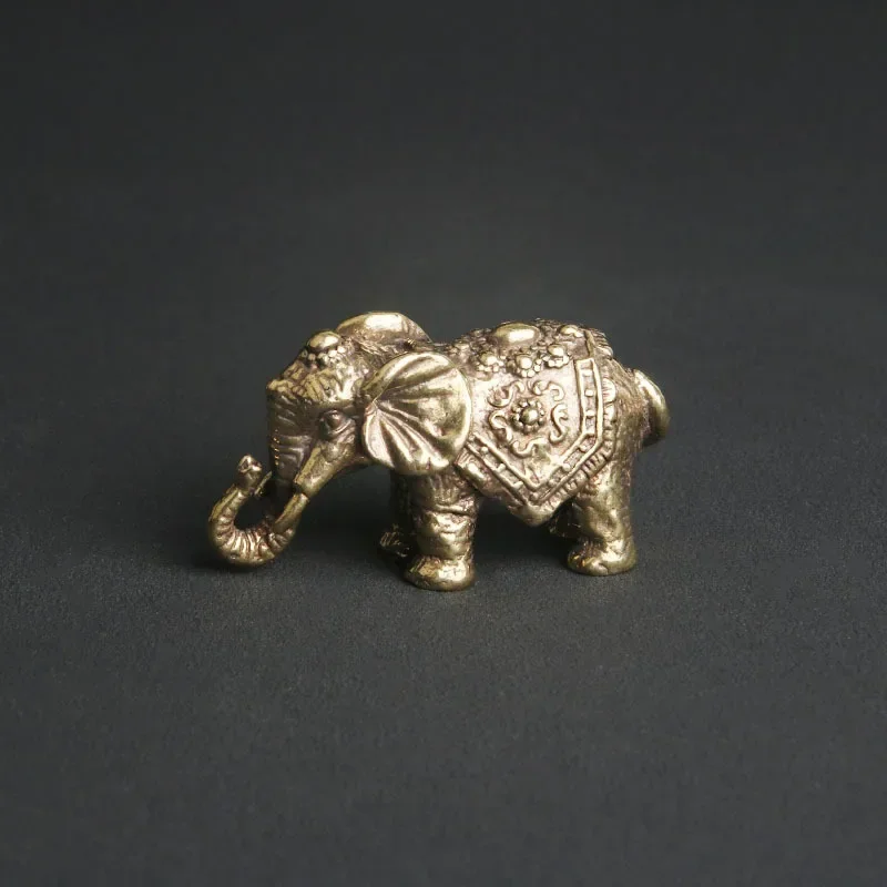 

Copper Lucky Elephant Small Ornaments Brass Blessing Elephants Miniature Figurine Antique Bronze Animal Statue Craft Decor