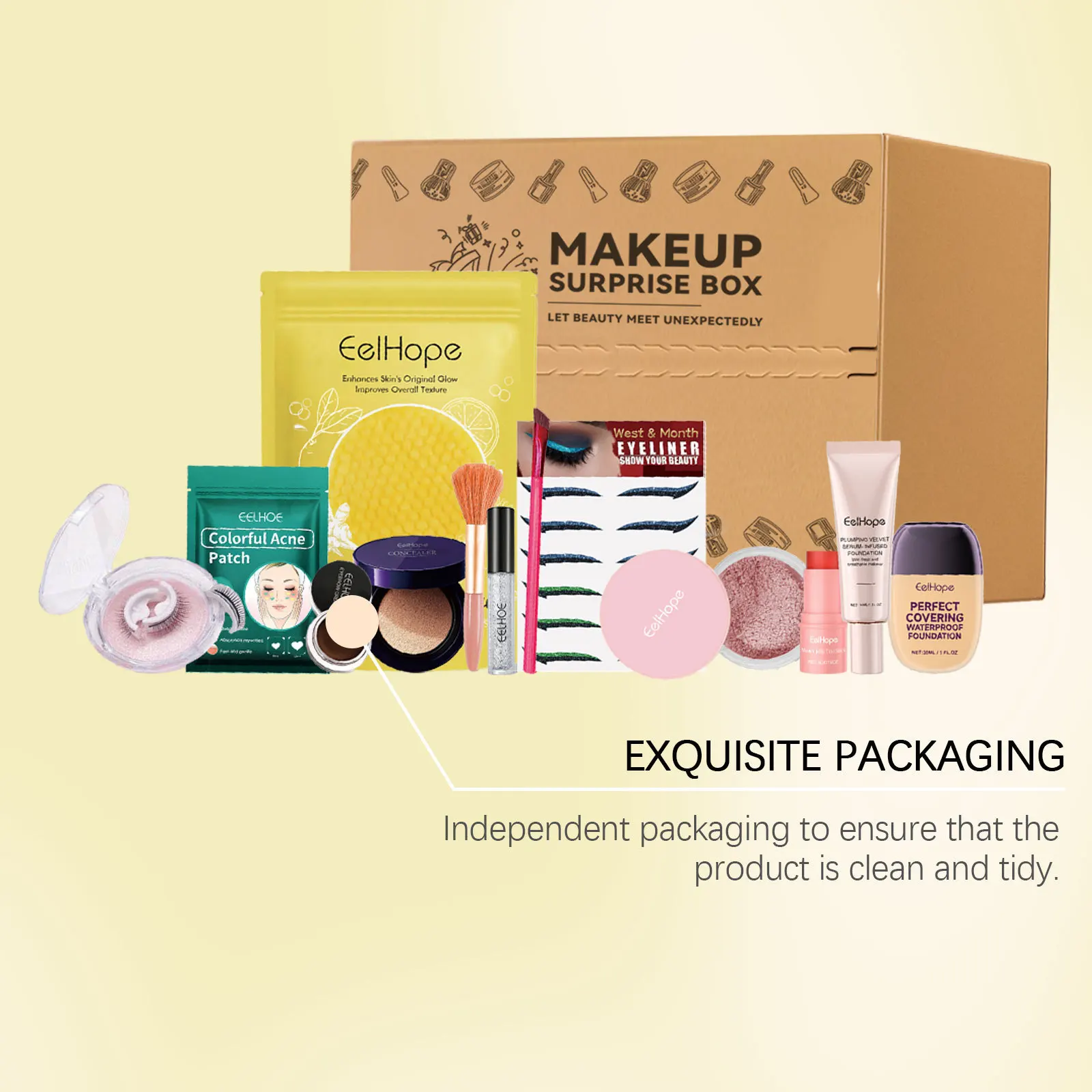 กล่องของขวัญเครื่องสำอางอเนกประสงค์ พกพาสะดวกสำหรับการเดินทาง กันน้ำ แต่งหน้าเร็ว ของขวัญสำหรับสาวๆ ช่วยให้ผิวกระจ่างใส กล่องของขวัญเครื่องสำอางเพื่อความงาม