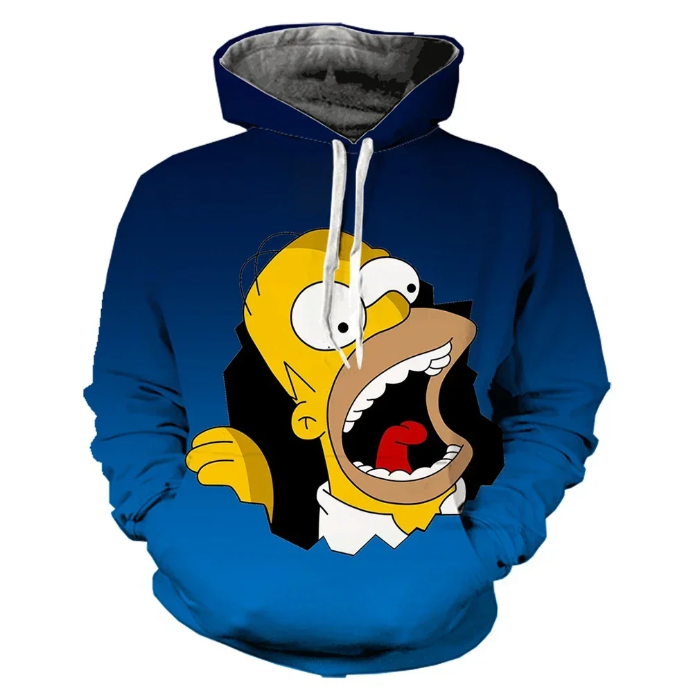 MINISO Simpsons Hoodies Cartoon Anime Simpson 3D Print Men Fashion Oversized Sweatshirt Hoodie Adult Pullover Tops Clothing