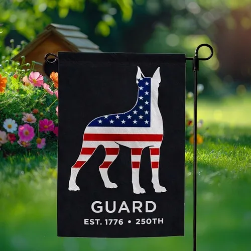 Patriotic Dog Silhouette Garden Flag American Flag Outdoor Decor ZZY