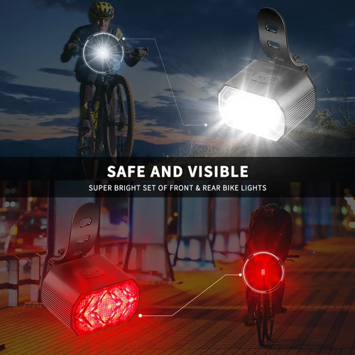 Imagen 2 del producto Juego de luces LED para bicicleta de X-TIGER, faro trasero con carga USB, 2 uds., luz trasera impermeable para bicicleta de montaña, accesorios para ciclismo
