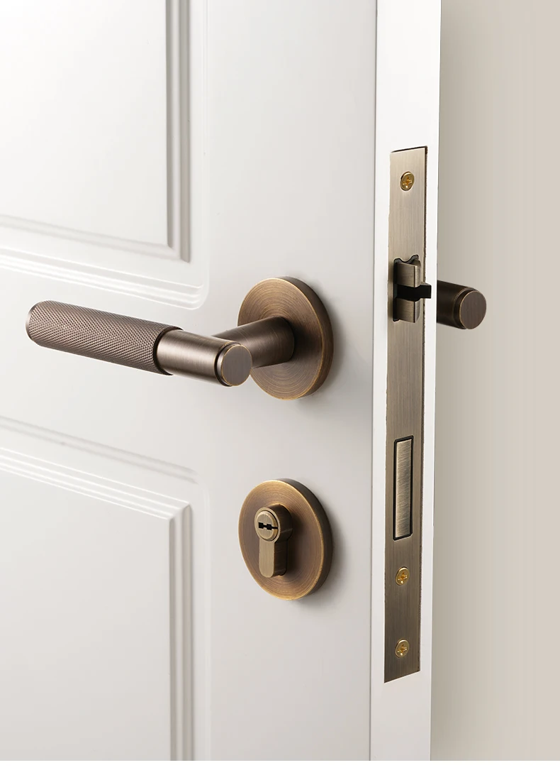 Dooroom Messing-Türschloss-Set, gerändelt, Schnuller, Durchgang, Sichtschutz, Schlafzimmer, Wohnzimmer, Badezimmer – Detail 8