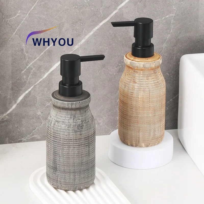 WHYOU-Cermic Liquid Soap Dispensers, Lotion Bottle, Emulsion, Latex Hand Wish Bottles, Light Luxury Bathroom Accessories Set