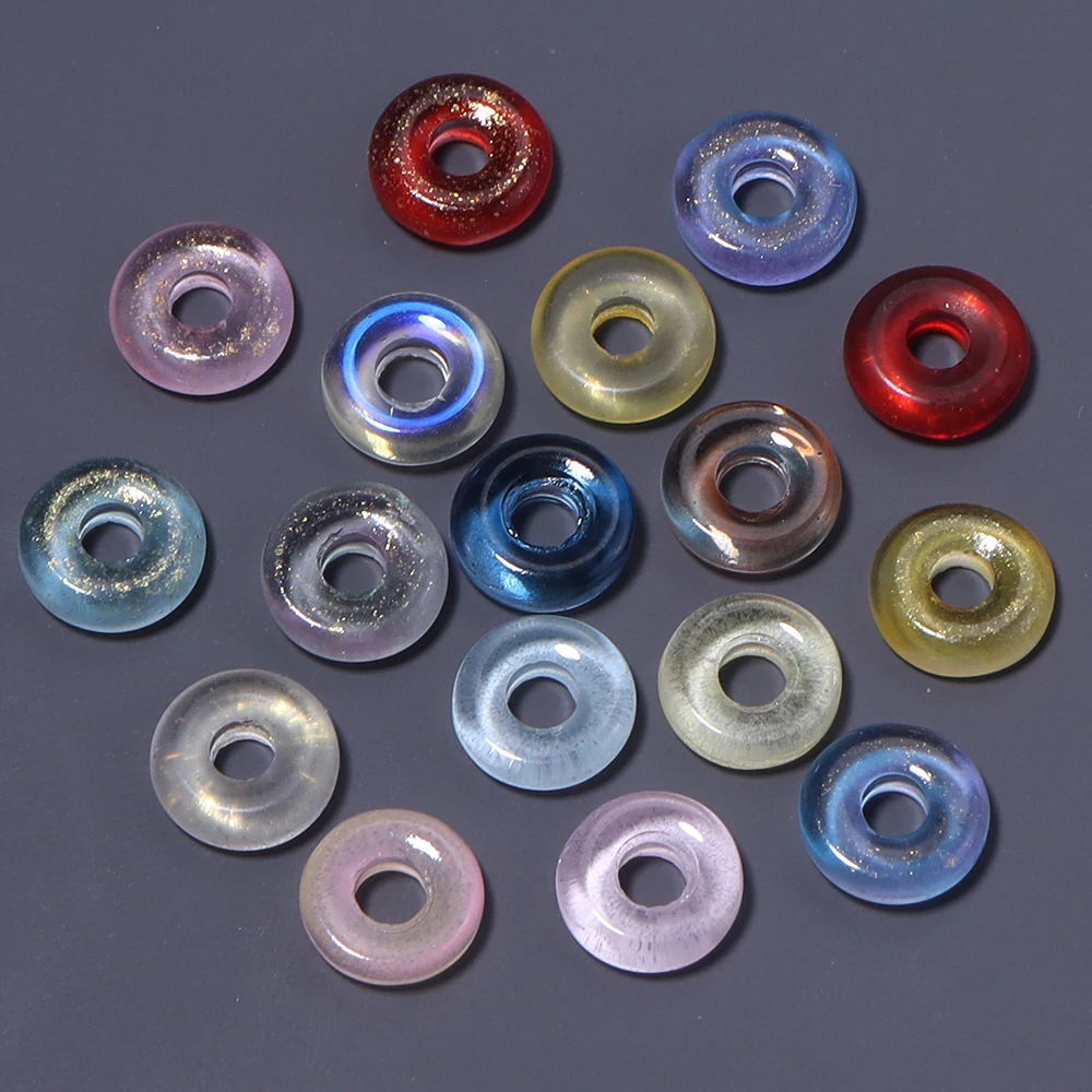 50 Stück/Set 10mm Bunte Donut-Form Lampwork-Perlen Runde Großloch-Glasperlen für DIY Armband Halskette Schmuckherstellung – Detail 6