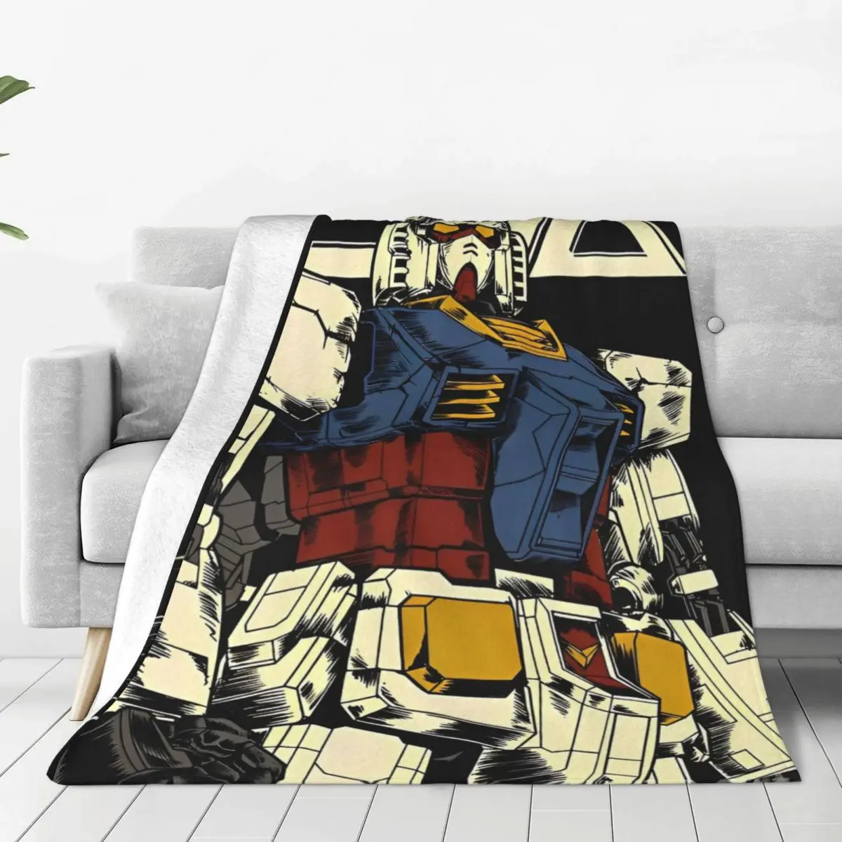 Gundam Blankets Quality Super Warm Cartoon Throw Blanket Spring Picnic Couch Bed Street Trend Bedspread