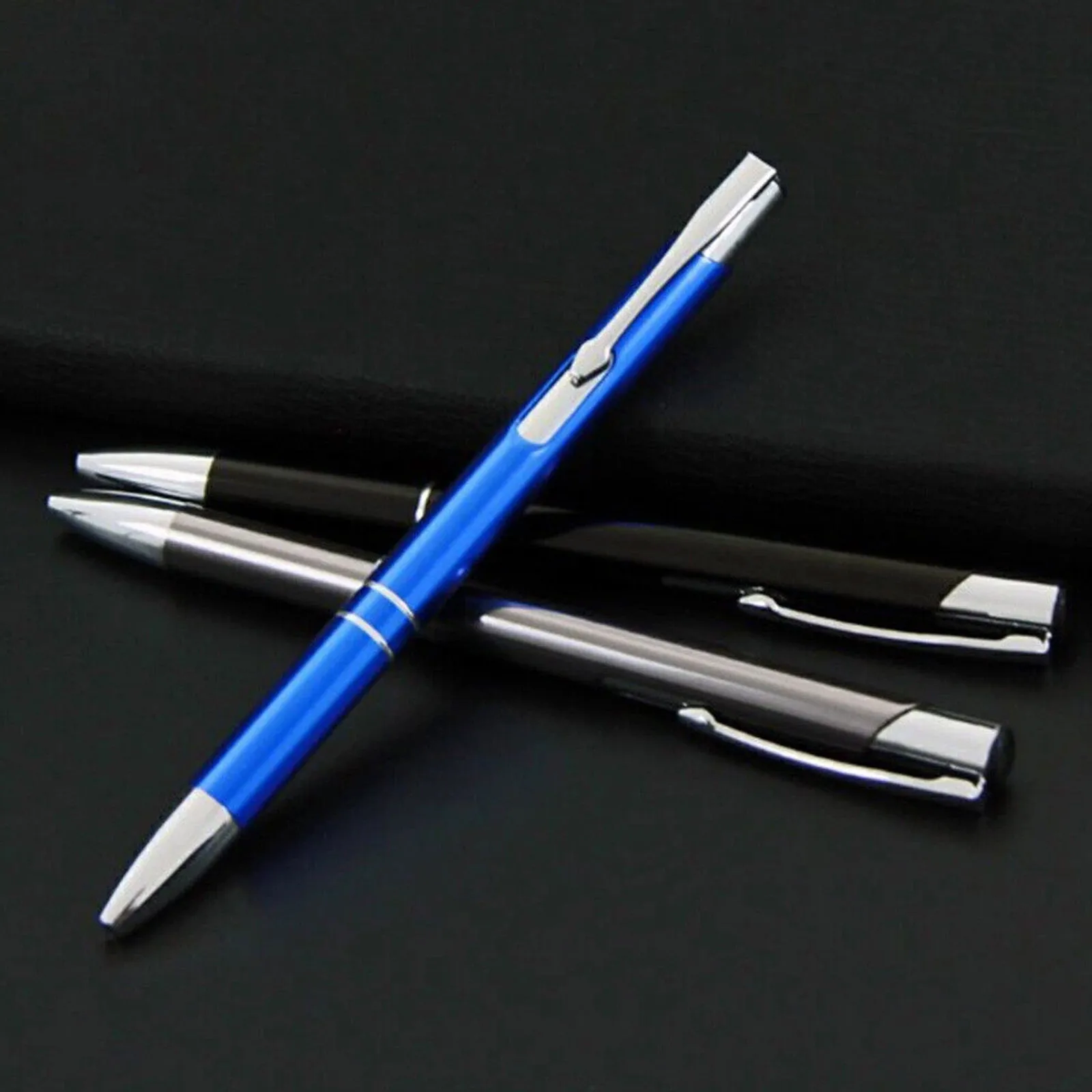 1.0mm Metal Ballpoint Pen Push Button Retractable – Premium Black Ink Smooth Writing for Office School Student Signature