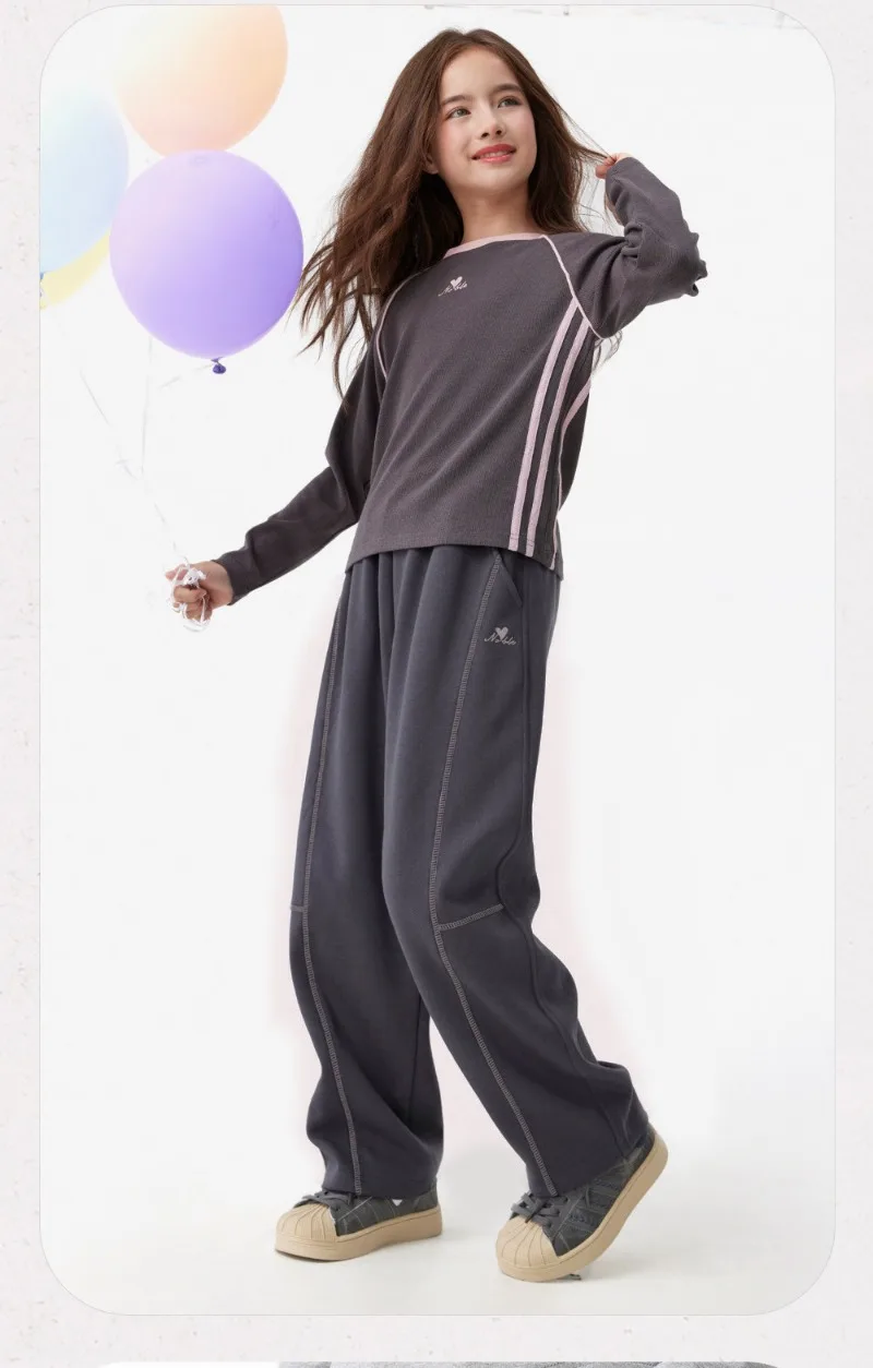 UNITIM 2026 Herbst 4-16 Jahre Mädchen Sporthose Lose Kinder Mädchen Gerade Hose Elastischer Bund Junge Teenager Mädchen Jogginghose – Detail 10