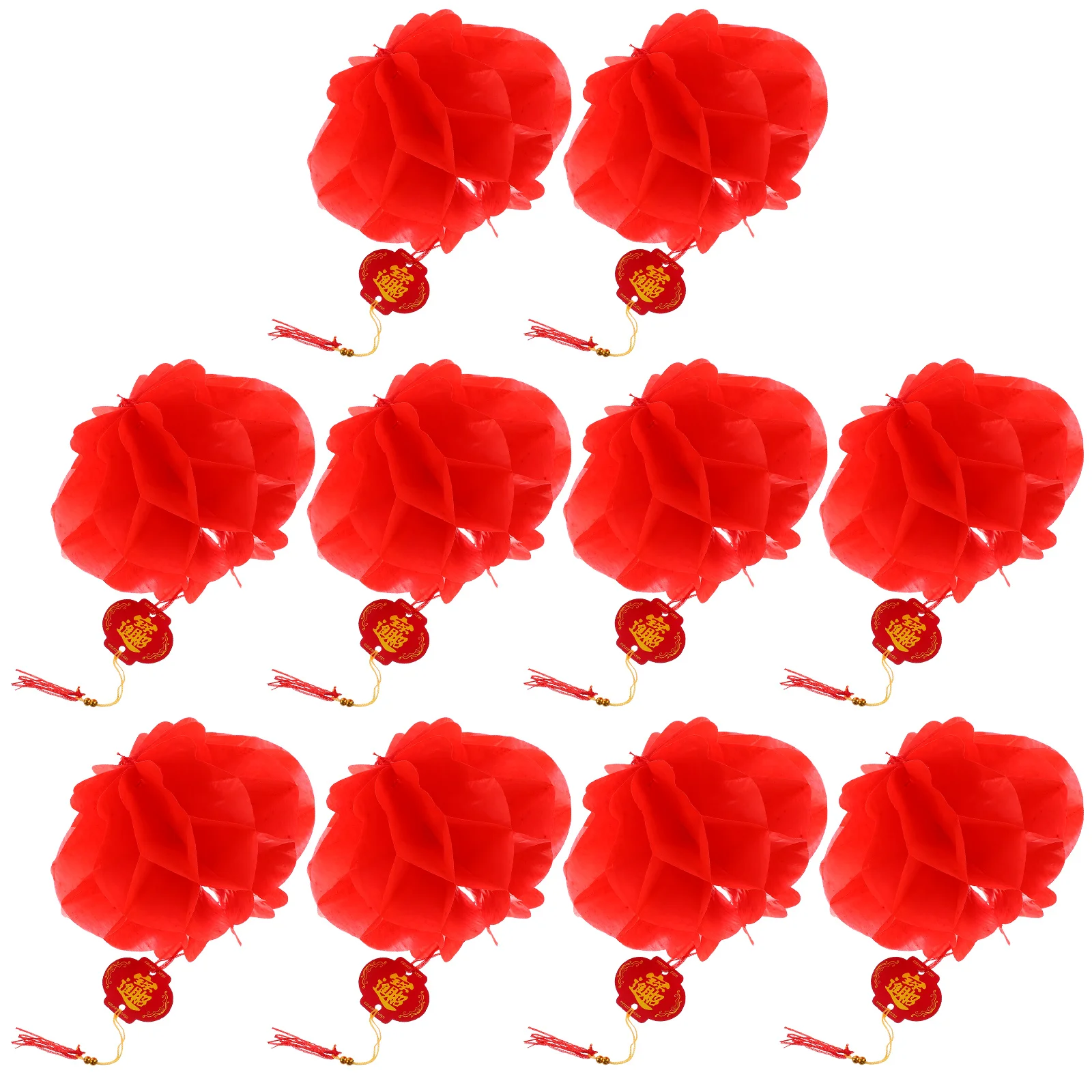 

10pcs Large Waterproof Red Lanterns 25# 20cm Foldable Paper Decorative Chinese New Year Spring Festival Hanging Ornaments Solar