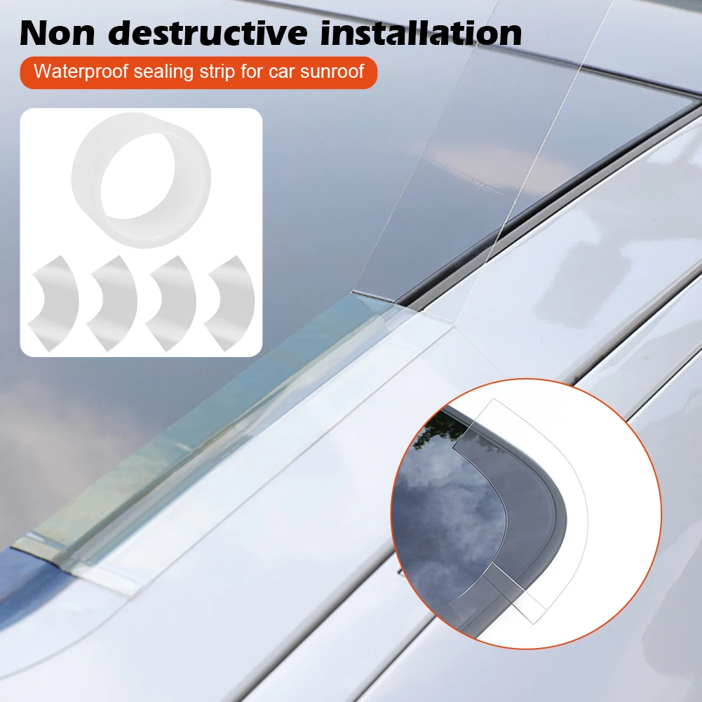 3/6M Car Sunroof Edge Waterproof Sealing Strip, Transparent, Noise Reducing, High Temperature Resistant Sunroof Sealing Kit