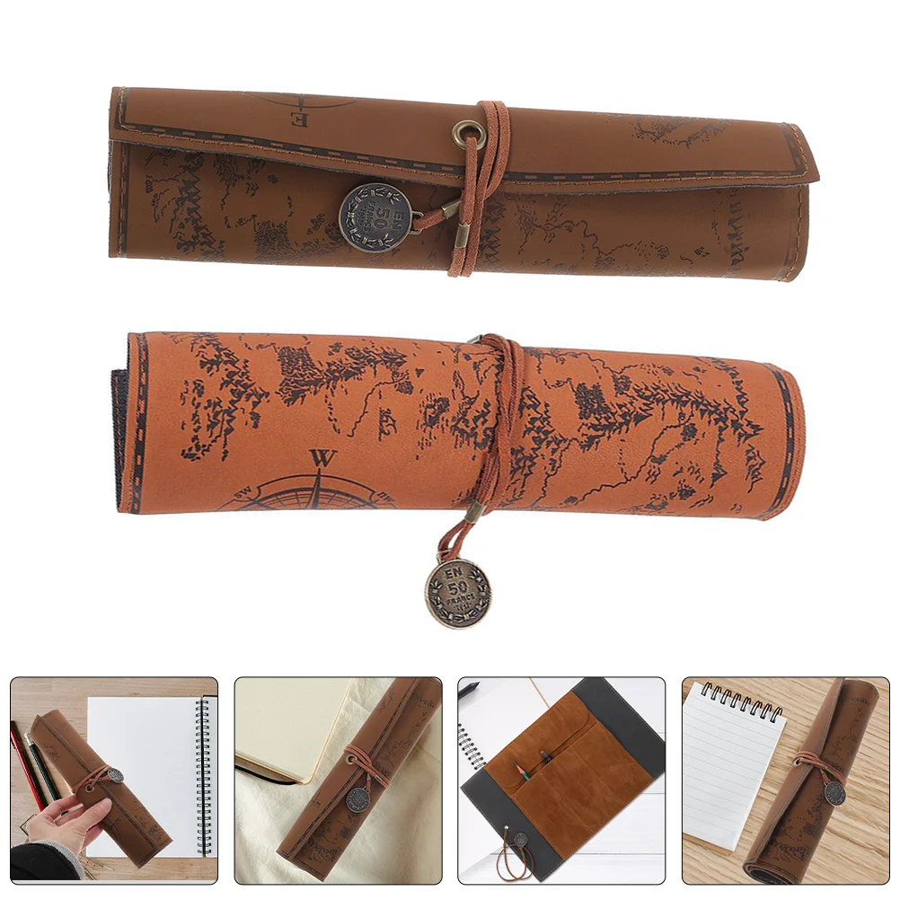 

2 Pcs Pencil Case Bag Organizer Treasure Map Bags Bulk Pouch for Pencils Pens