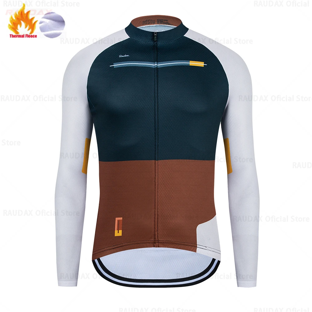 Raudax Winter Thermal Fleece MTB Uniform Men\'s Team Cycling Jacket Ropa Ciclismo Long Sleeve Cycling Jersey Bicycle Clothing