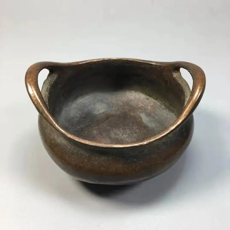 , pure copper , three-legged , Zen-style incense burner for tea ceremonies, hou