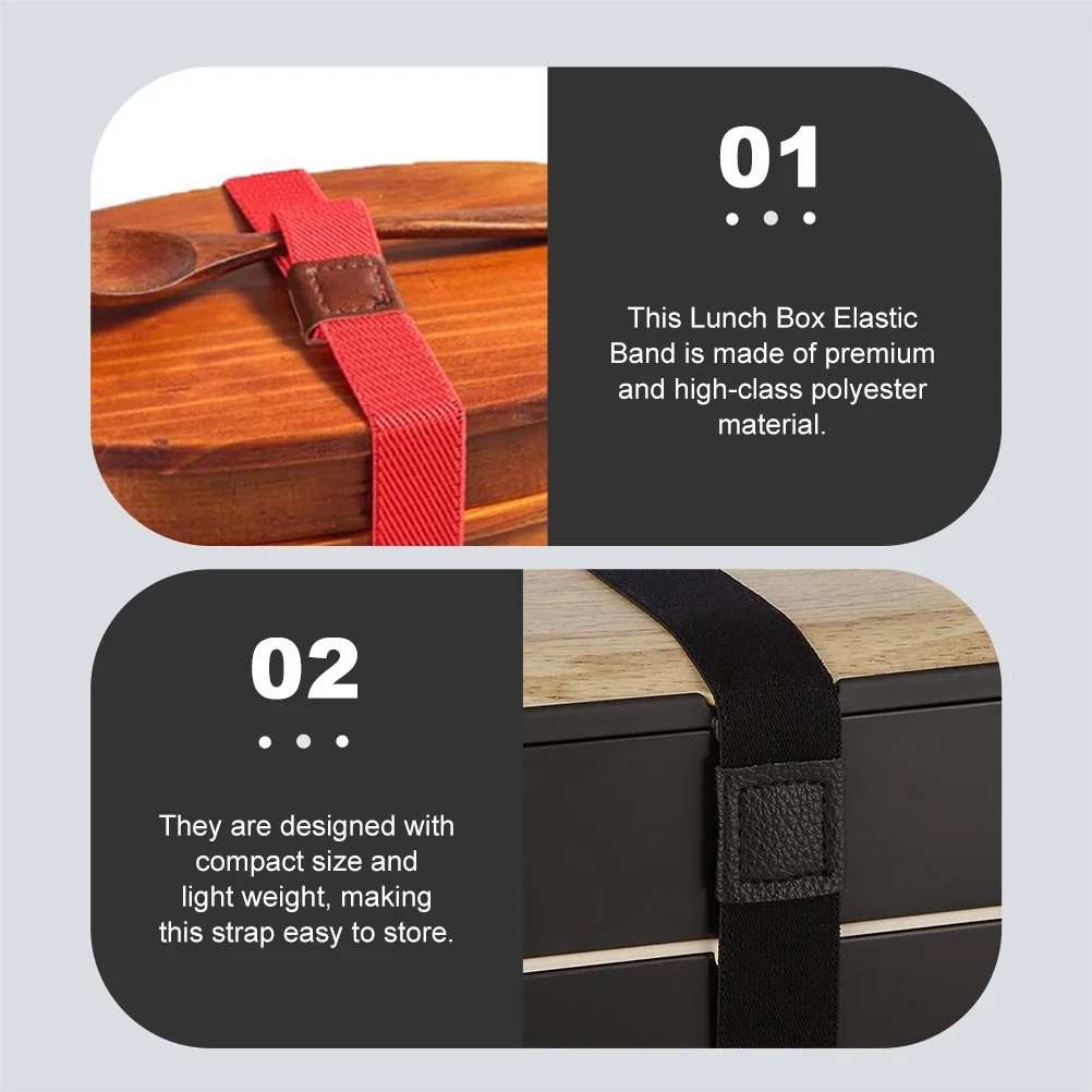 

6Pcs Bento Box Straps Lightweight Elastic Lunch Box Belts Secure Chopsticks Spoon Meal on The Go Bento Fixing Band