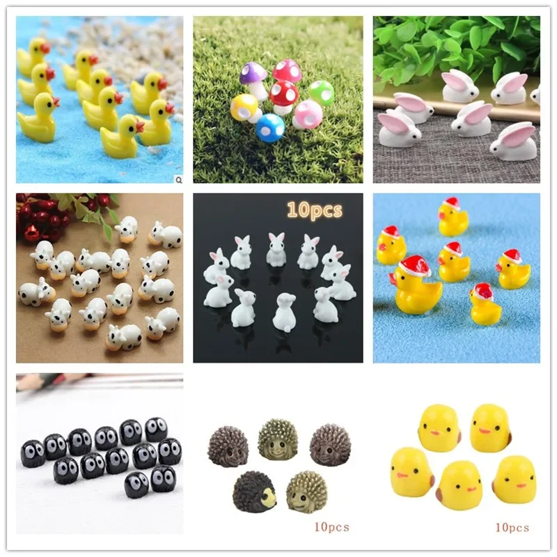 10Pcs/Hedgehog and Cows/Cute Animal Sheep/Fairy Garden Gnome/Moss Terrarium/Crafts/Bonsai/Home Table Decor/DIY Supplies/Figurine