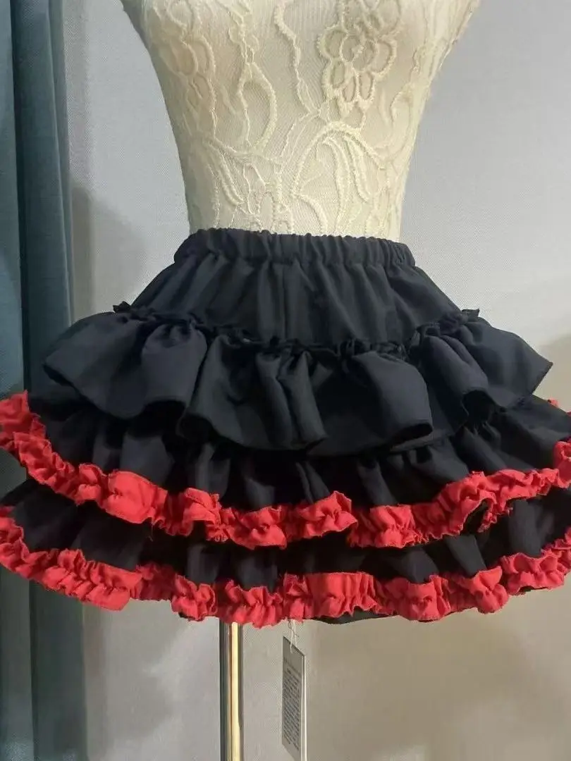 Sweet Girl Slim Fit Cake Splice  Skirt High Waist Puffy Skirt New Short Skirt Women's Fashion High Waist  Knot