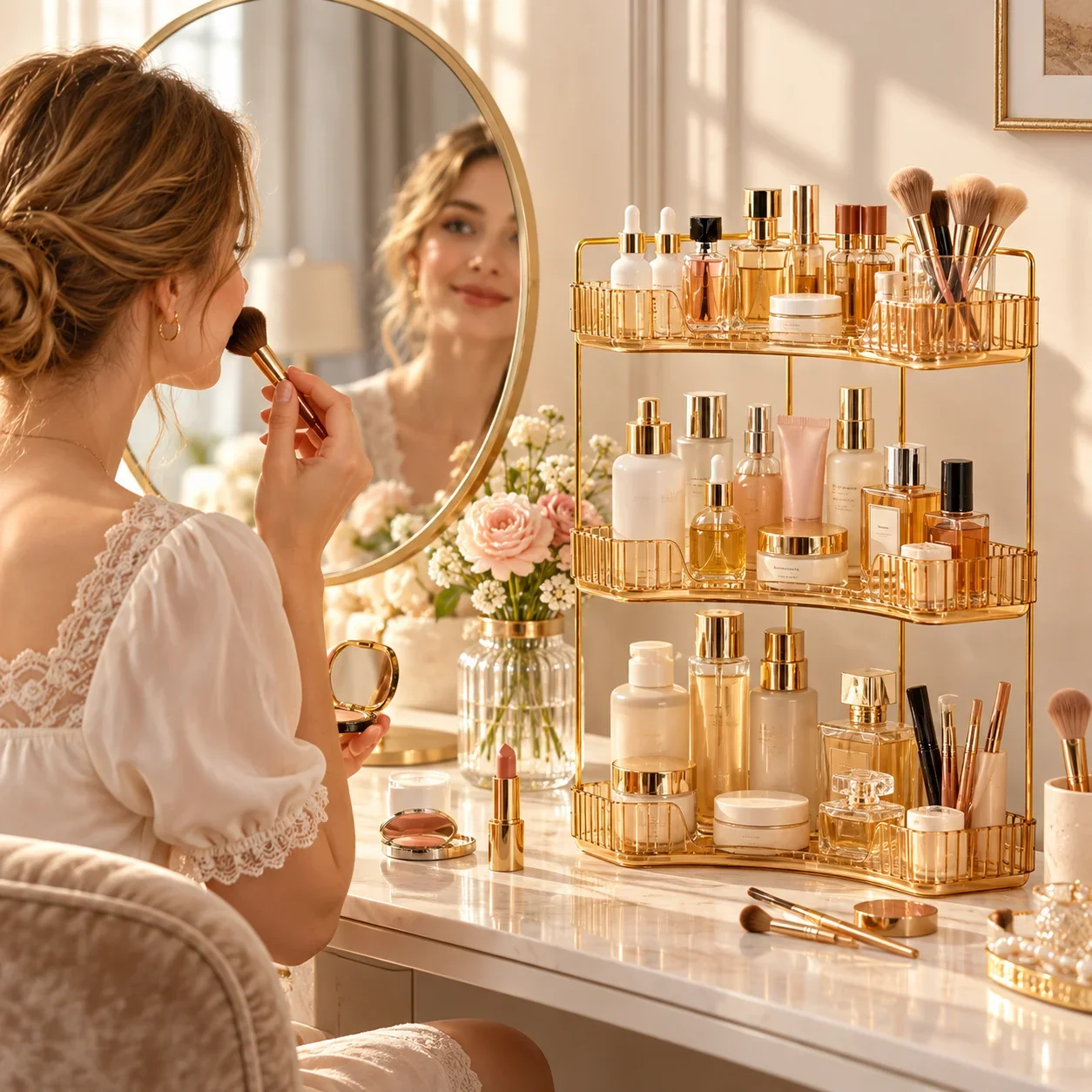 Gold Corner Vanity Organizer 4