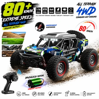 Samochód RC 4WD 16106 z silnikiem bezszczotkowym, terenowy monster truck z szybkim driftowaniem, zdalnie sterowany, prezent świąteczny dla dzieci kontra Wltoys 144001