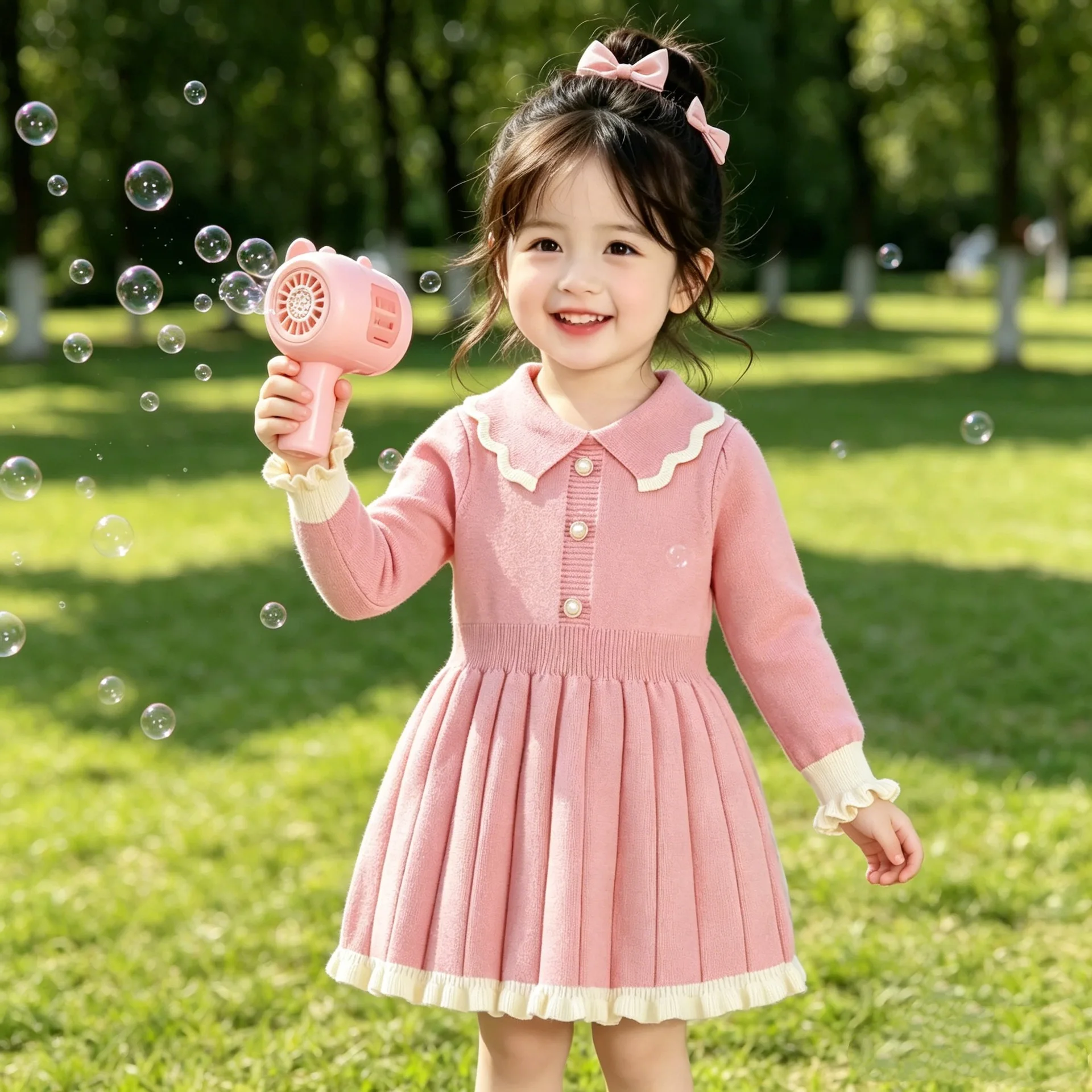 2-6 Years Old Korean Version Children's Clothing Fashion Color Blocked Collar Knitted Sweater Dress Long Sleeve Girls' Dresses