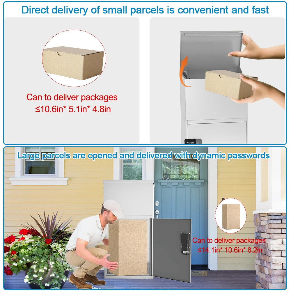 Modern Metal Smart Box Mailboxes Residential Galvanized Powder Coating Mail Boxes Outdoor Waterproof Parcel Drop Box