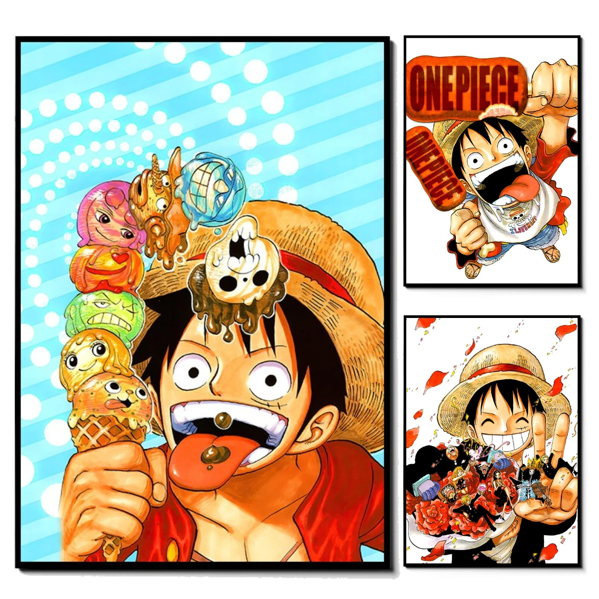 O-One P-Piece Luffy Smile affiche sans cadre toile noyau impression-HD japonais Anime décor à la maison salon chambre périphérique