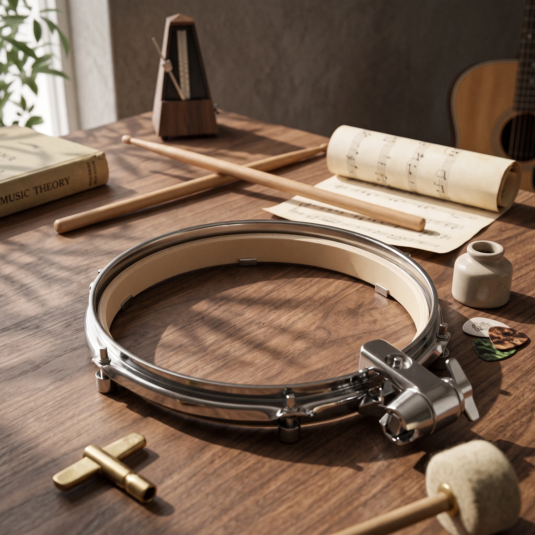 drum-hoop-with-hardware-chrome-colored-drum-rim-with-clamp-secure-grip-wear-resistant-for-drummers-practice-setups
