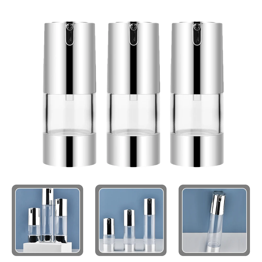 

3pcs Airless Lotion Bottles Jars Pump Dispenser Leakproof Travel Skincare Containers Reusable Toiletry Bottles Durable