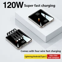 Nouveau 500000mAh Mini batterie externe intégré 4 câbles grande capacité charge Super rapide batterie externe pour IPhone Samsung 5