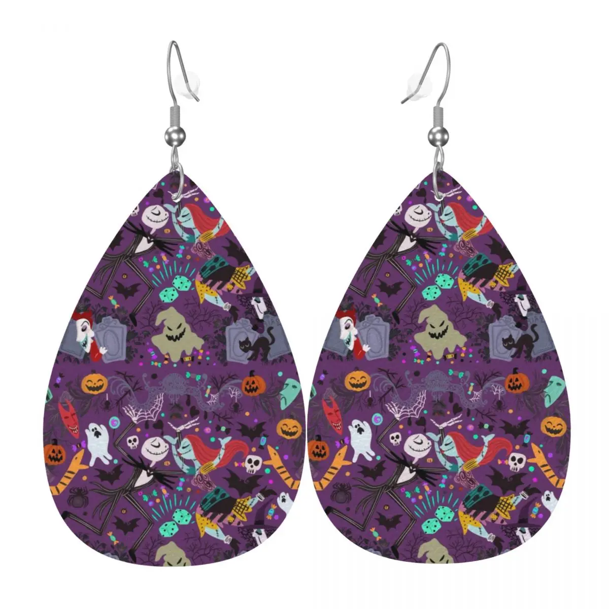 

Custom Jack Skellington PVC Leather Earrings Dangle Earrings Jewelry For Women Nightmare Before Christmas For Wife Mother Gift