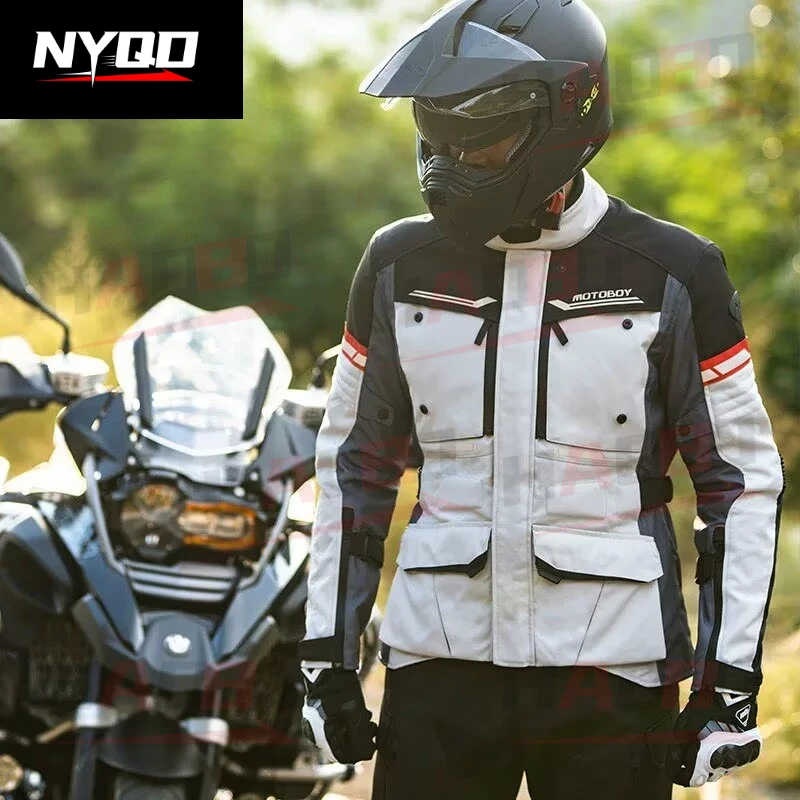 Waterproof Motorcycle Jacket Set Four Seasons Racing Wear-resistant Protective Clothing Size S-4XL Motorcycle Rally Suit CE
