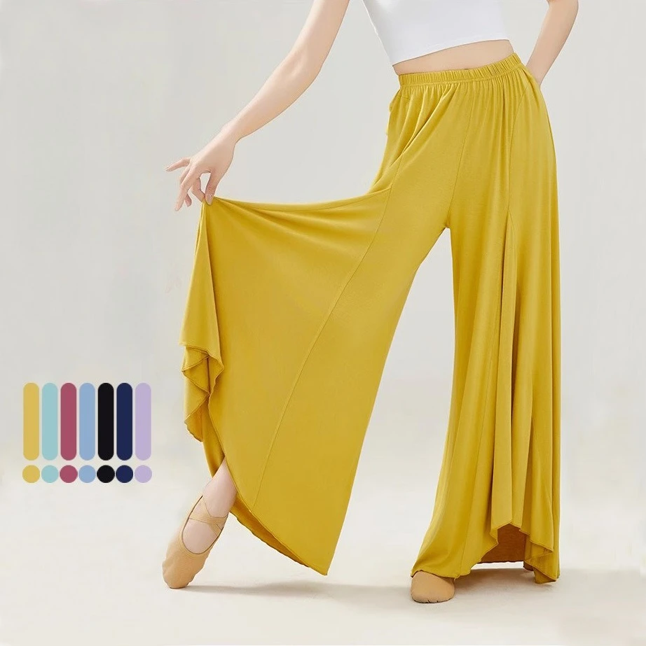 

Modern Dance Pants Adult Women's Four-season Loose and Elegant Lotus Leaf Ruffled Skirt Classical Body Training Wide-leg Pants