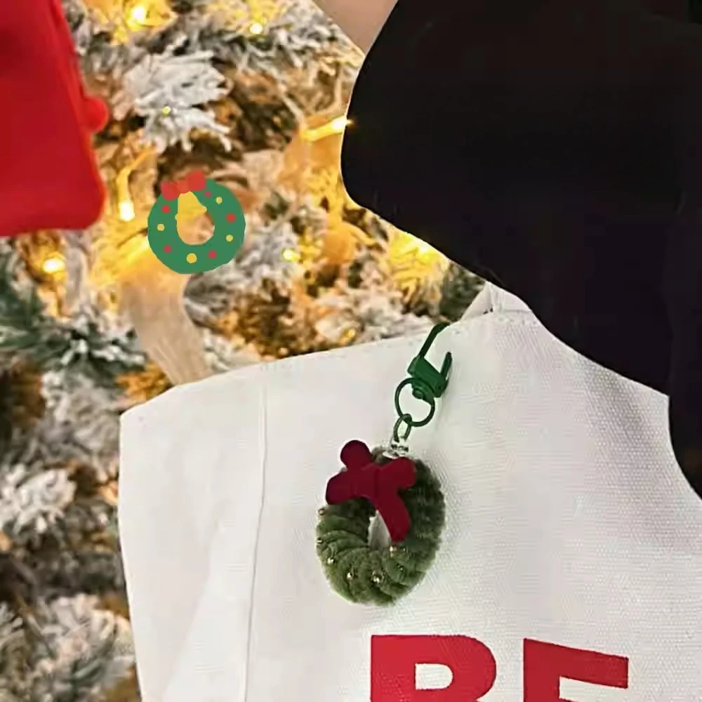 Christmas Mini Wreath Keychain Pendant Cute Fashionable All Season Spring Summer Accessory