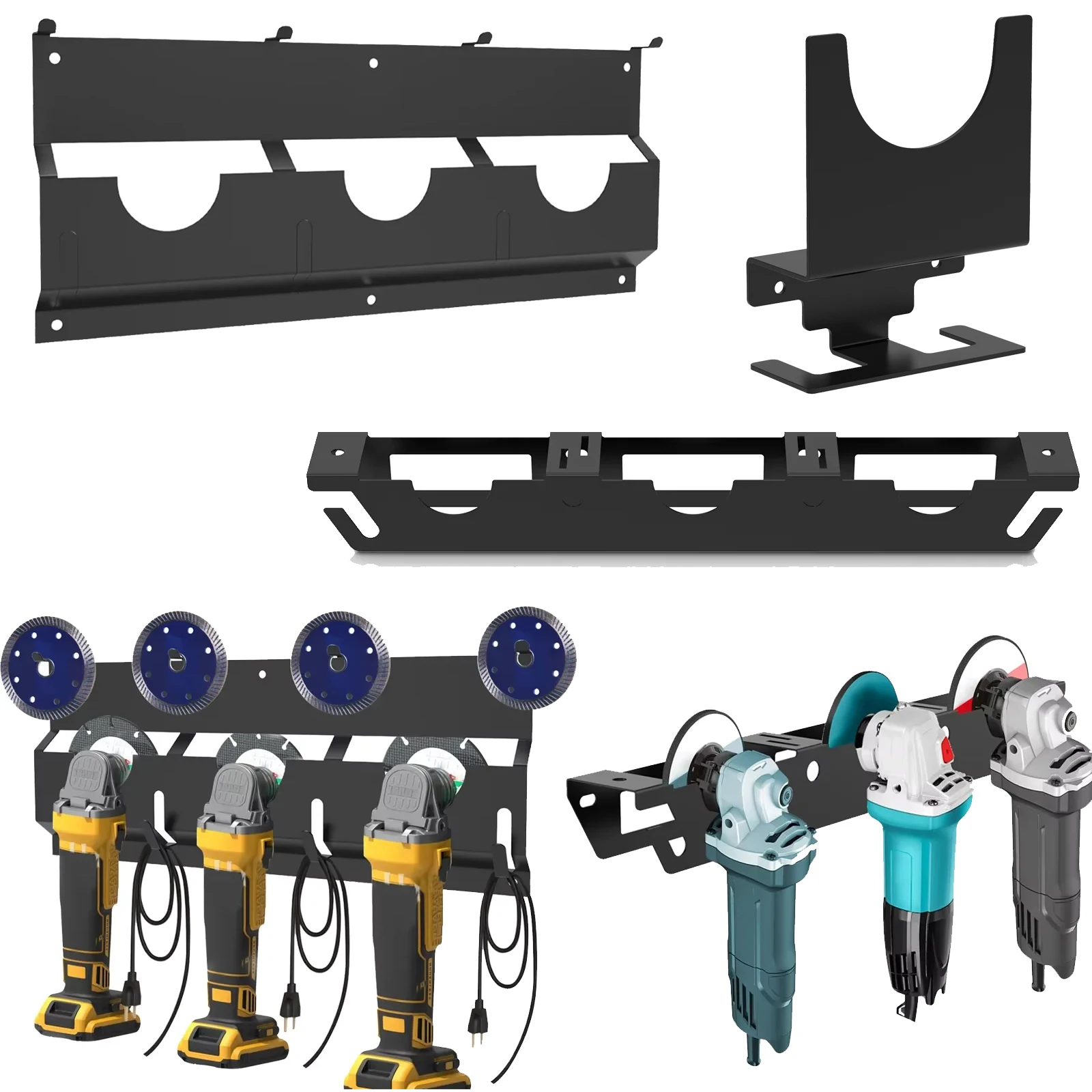 

Angle Grinder Holder 3 Bay Metal Angle Grinder Rack with Cord Hanger Wall Mount Bracket for Cutters Polishers, Garage Workspace