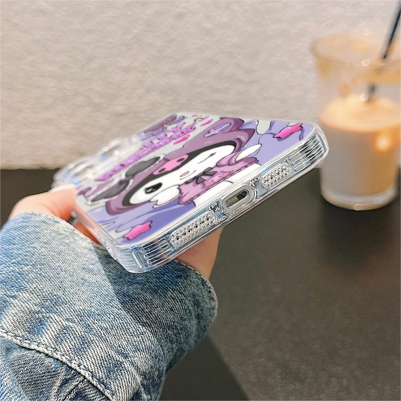 Sanrio-funda bonita Kuromi para iPhone 17 Air 12 Mini XR 16 15 14 Plus 16e 7 8 13 12 11 Pro MAX, funda suave para teléfono