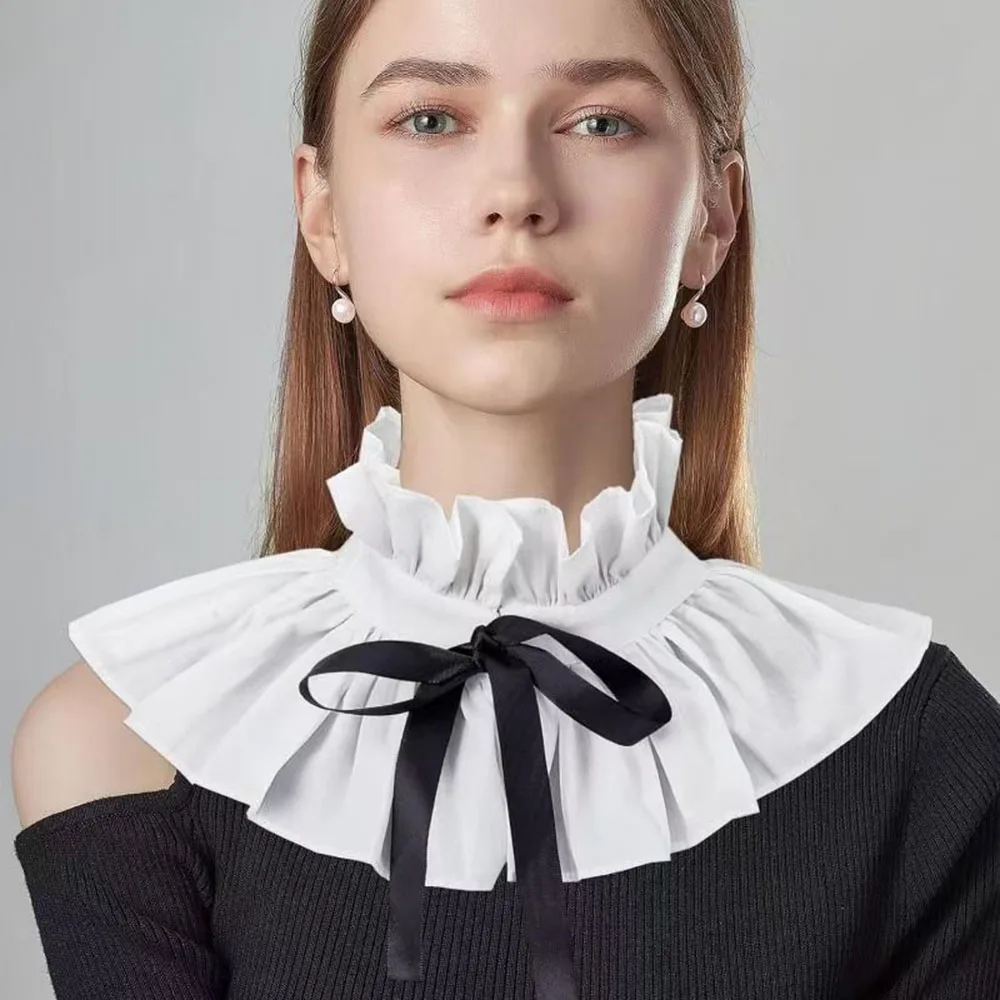 

Elegant Women False Collar Adjustable Standing Collar Detachable Fake Collar Sweet Style Decor Ruffled Laple Shawl Collar