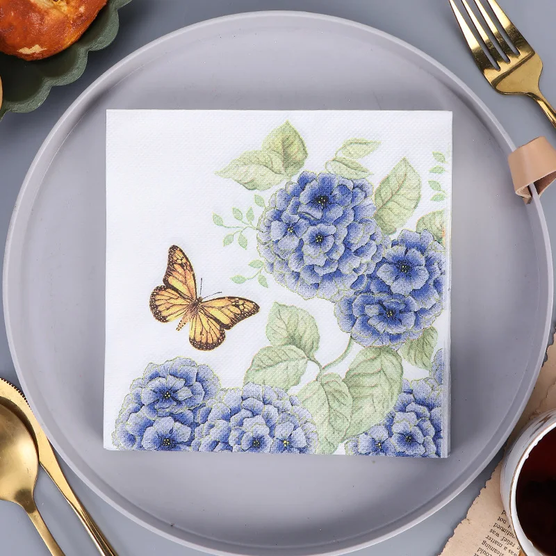 

Wedding Napkins Disposable Floral Butterfly Printed Napkins 20/40/60pcs Party Table Decorations Paper Napkins for Food Dinner