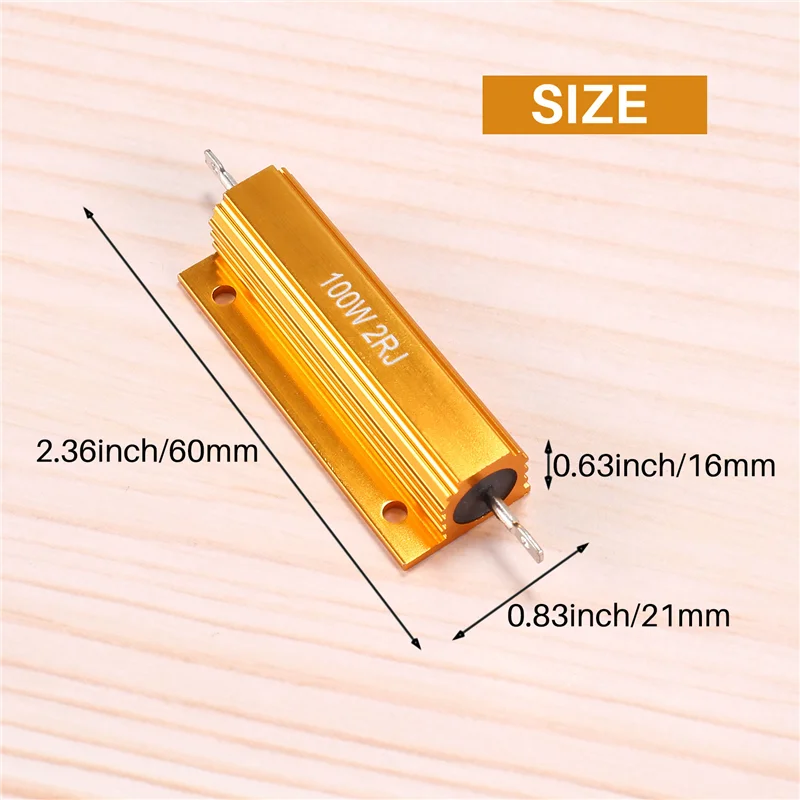 Resistência de potência revestida de alumínio dourado ABJS 100W, 2 Ohm 2R